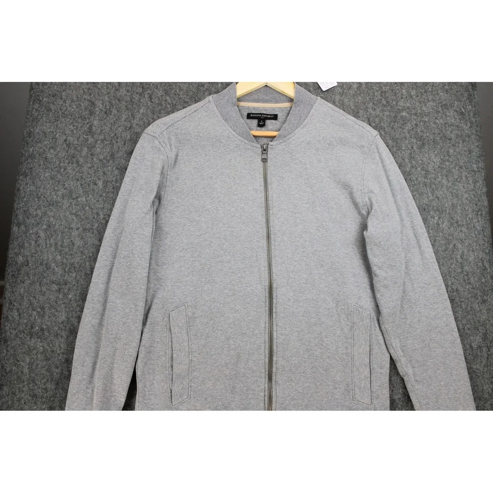 Banana Republic Mens Luxe Touch Bomber Jacket Heather Grey S 710578-00